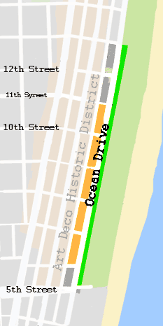 Art Deco Weekend area on the map