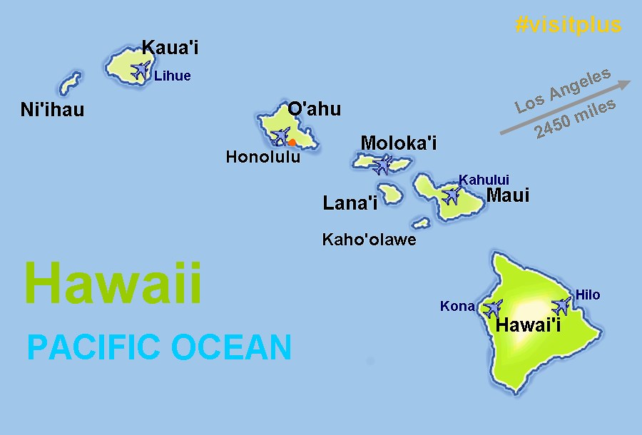 Гавайи карта - острова на карте