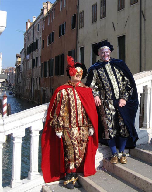 People in carnival costumes in Venice