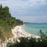 The beach in Greece, near the village of Kriopigi, Mediterranean Sea
