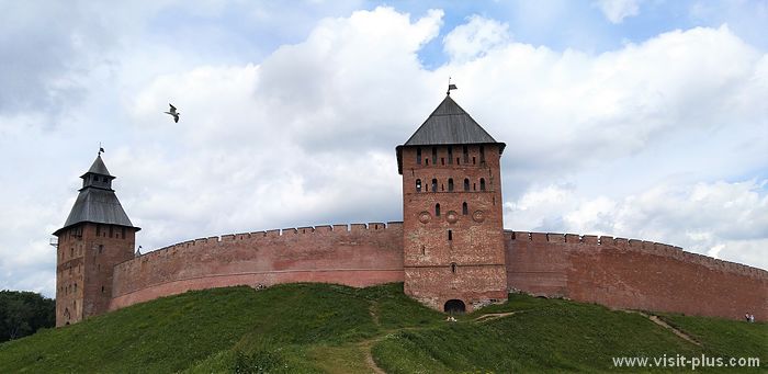 The fortress wall of the Novgorod Kremlin