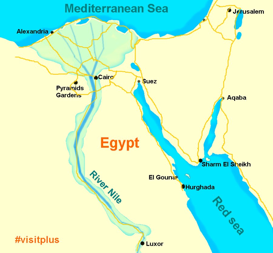Turistikohteet Egyptin kartalla