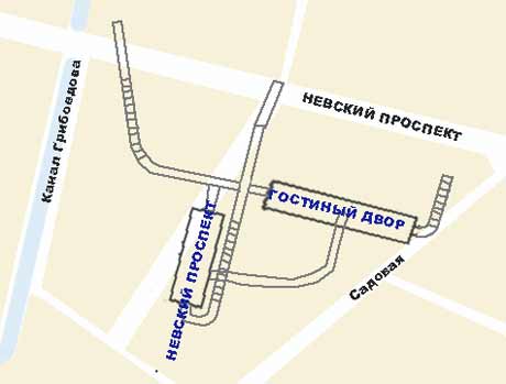 Схема перехода Невкий проспект Гостиный двор